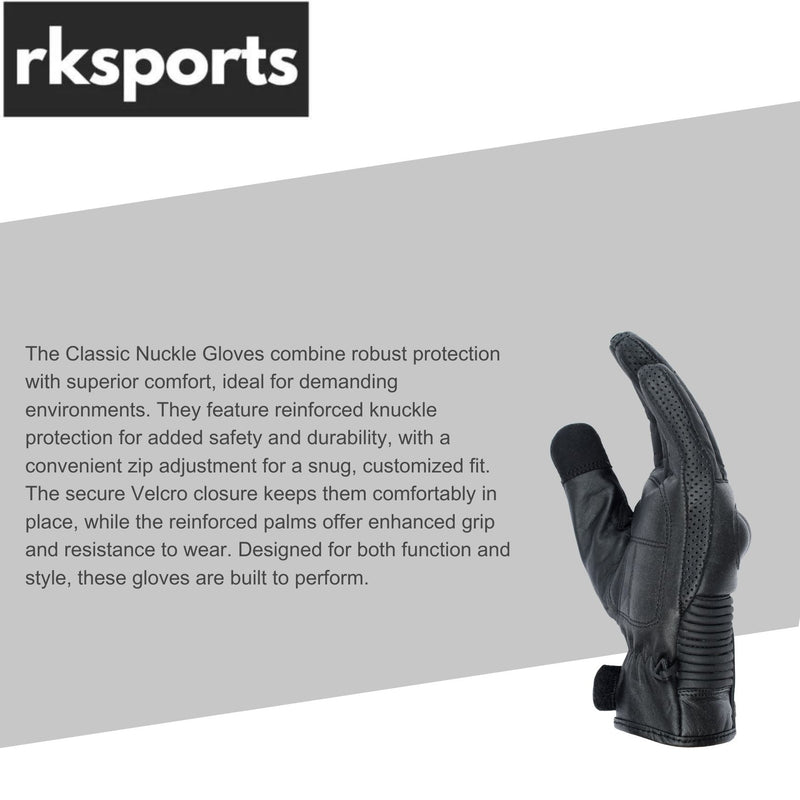 RKsports 420 Classic Summer Motorcycle Gloves – Breathable Cowhide Leather