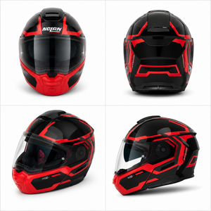 Nolan N90-3 DRILLER 025 N-Com Motorcycle Helmet -Black RED 025 WQ