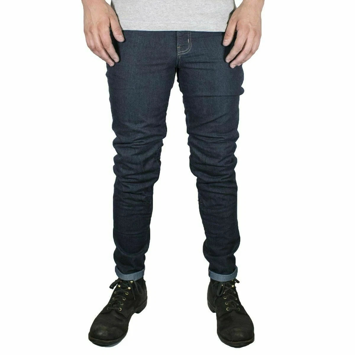 Knox Spencer Skinny Fit Blue Denim Motorcycle Jeans