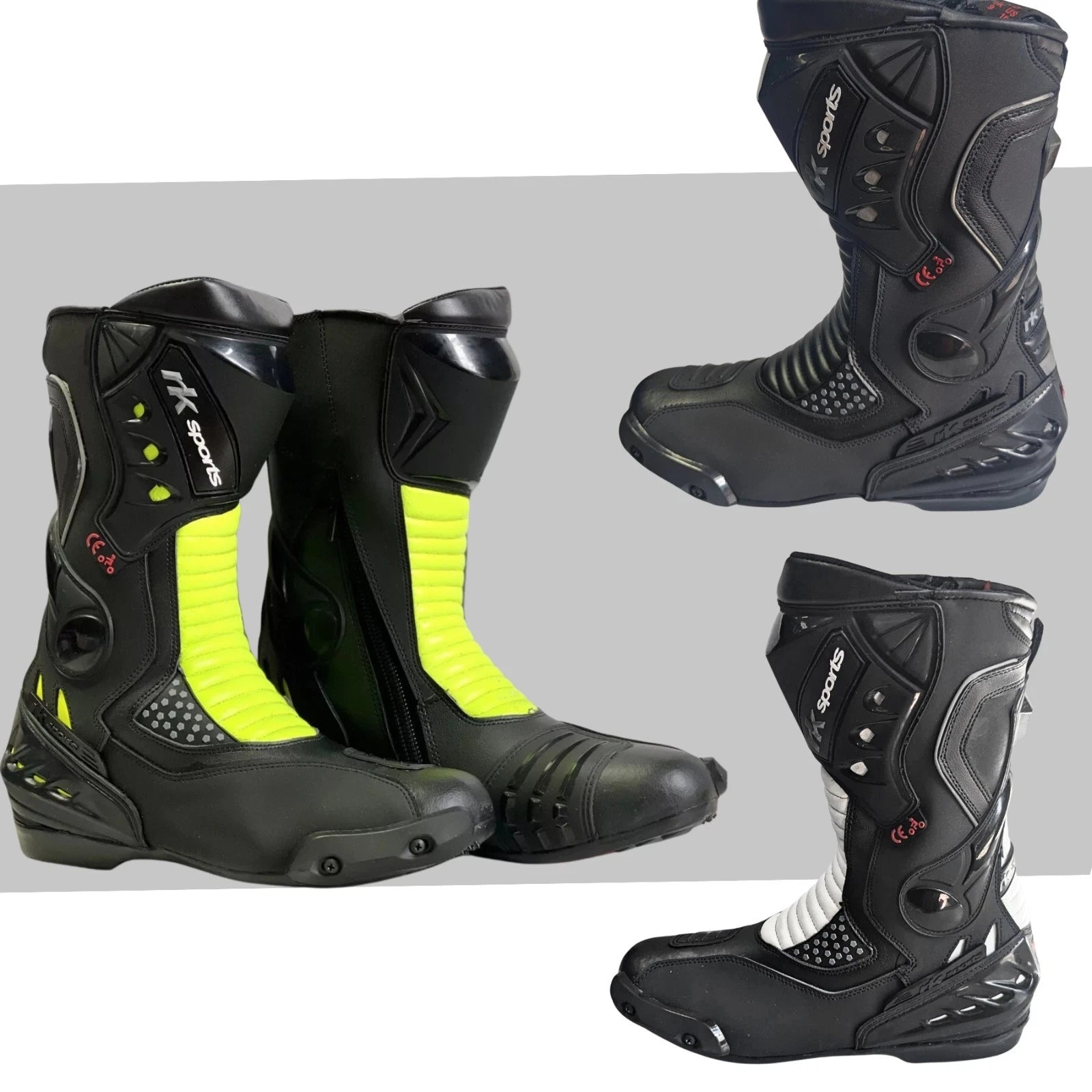 Bottes de moto RK Sports Racer 10043 CE résistantes à l'eau
