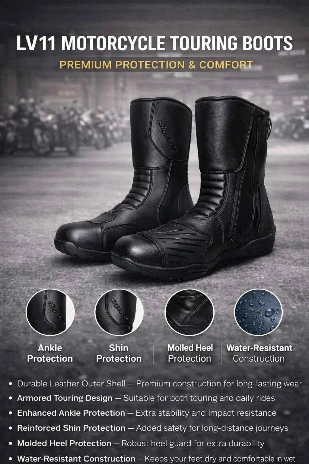 Bottes de moto de course d'hiver Proto Lv11 résistantes à l'eau