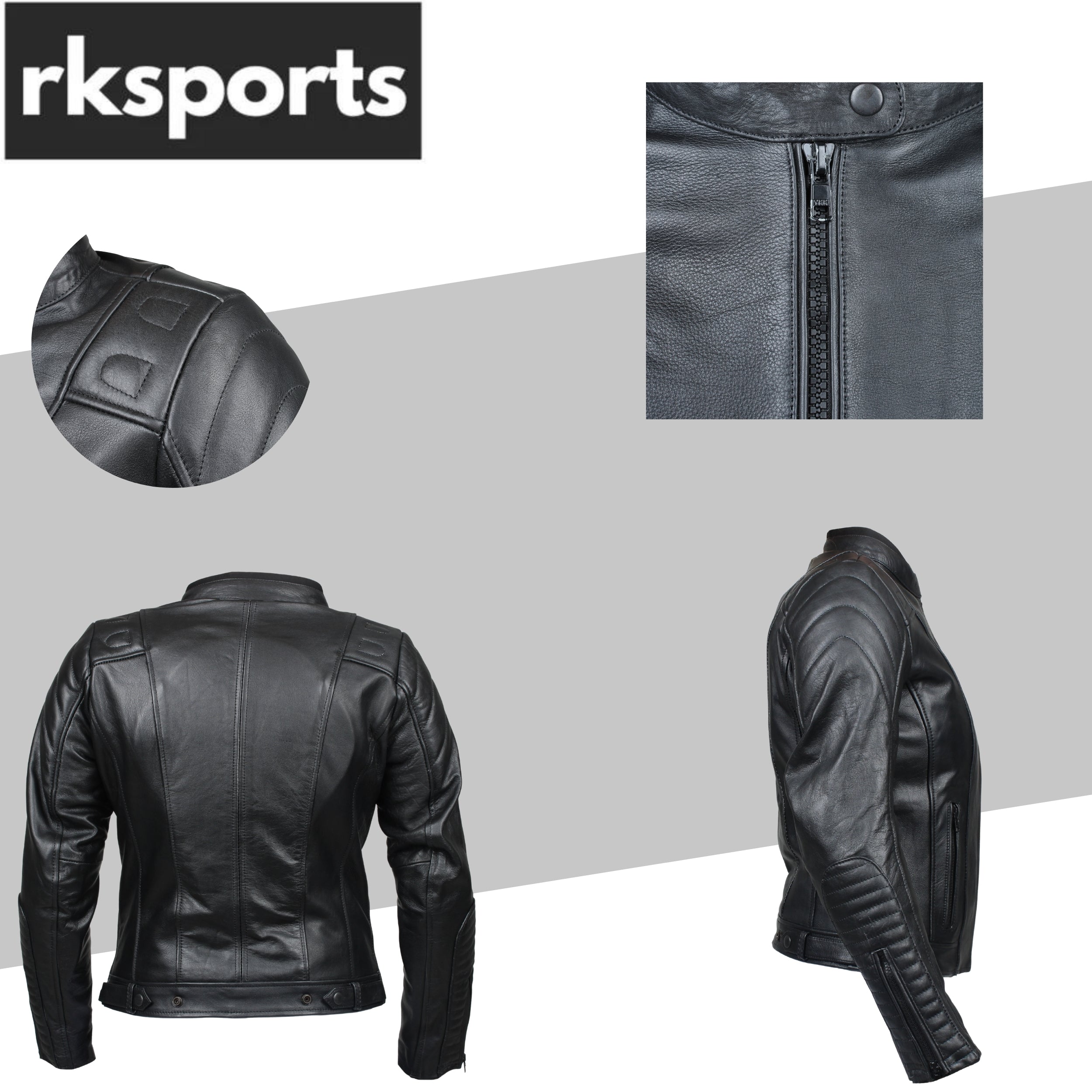 RKSports STYLE 2060 LADIES LEATHER MOTORBIKE MOTORCYCLE JACKET CE ARMOUR