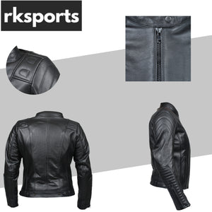 RKSports STYLE 2060 LADIES LEATHER MOTORBIKE MOTORCYCLE JACKET CE ARMOUR