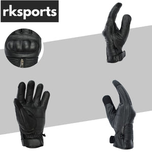 RKsports 420 Classic Summer Motorcycle Gloves – Breathable Cowhide Leather