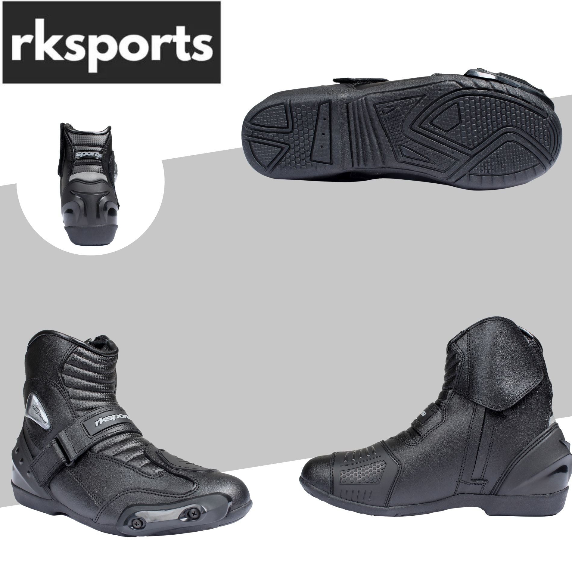 RK-3 SHORT LEATHER CRUISER Ankle MOTORBIKE MOTORCYCLE BOOTS MENS KIDS LADIES