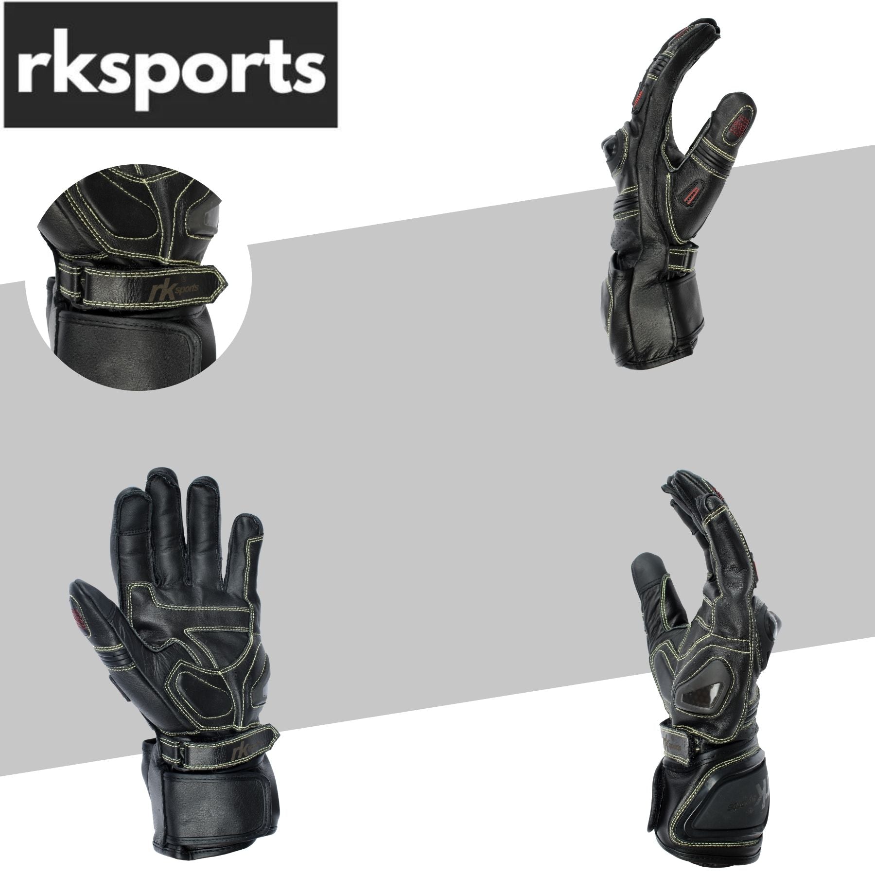 Reinforced  Leather Motorcycle Motorbike Carbon Knuckles Race Gloves