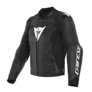 Dainese Sport Pro Leather Motorcycle Motorbike Jacket Black White