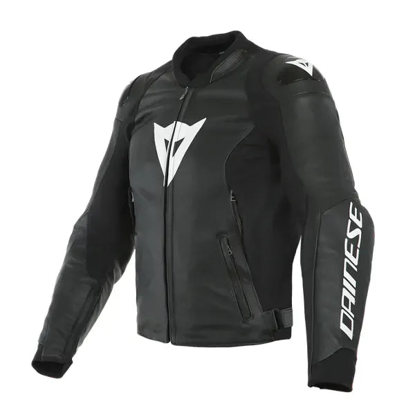 Dainese Sport Pro Leather Motorcycle Motorbike Jacket Black White