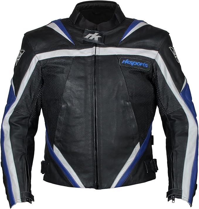 Rk Sports Road Eagle Blue Red Grey Leather Motorcycle Jacket