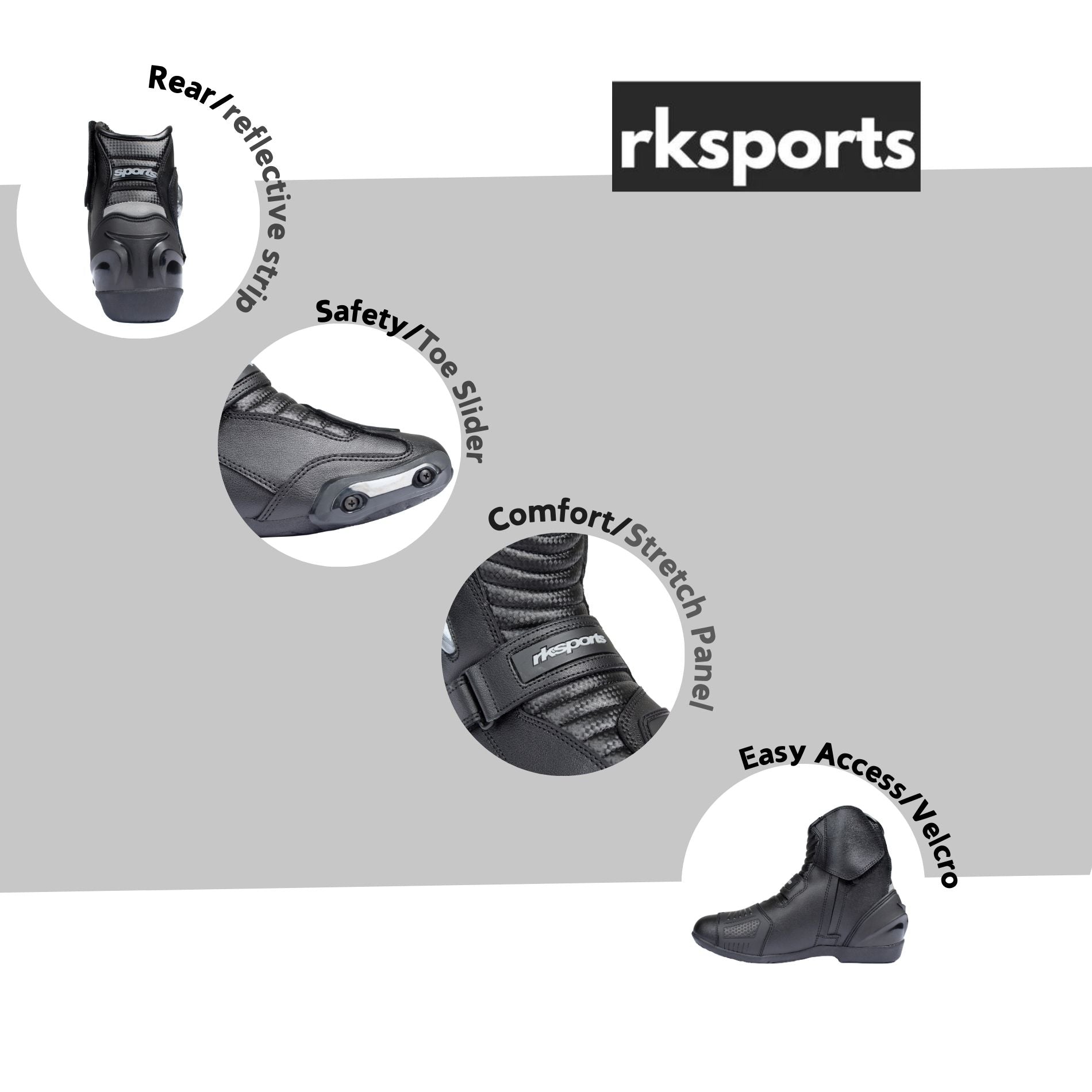 RK-3 SHORT LEATHER CRUISER Ankle MOTORBIKE MOTORCYCLE BOOTS MENS KIDS LADIES