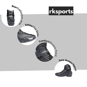 RK-3 SHORT LEATHER CRUISER Ankle MOTORBIKE MOTORCYCLE BOOTS MENS KIDS LADIES