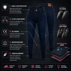 RK Sports Ladies Original A Rated Motorcycle Denim Armoured Jeans