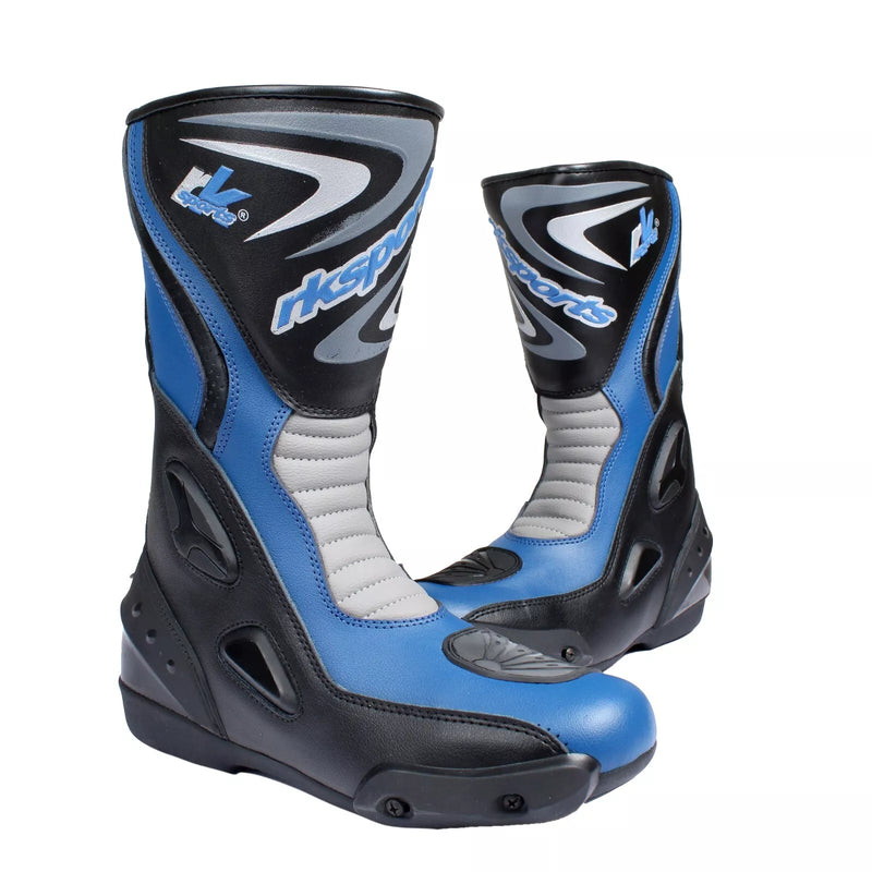 LV14 Motorcycle Black Blue Red Armoured Leather Waterproof Motorbike Race Boots