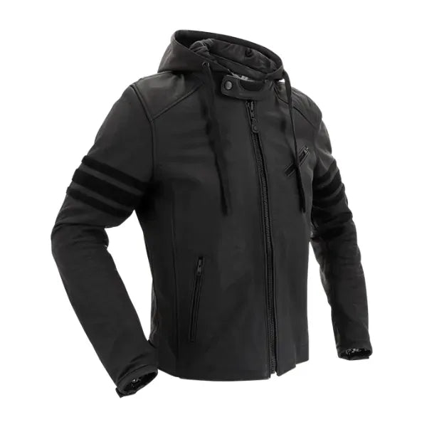 Richa Toulon 2 Black Edition Hooded Leather Motorcycle Jacket - Black