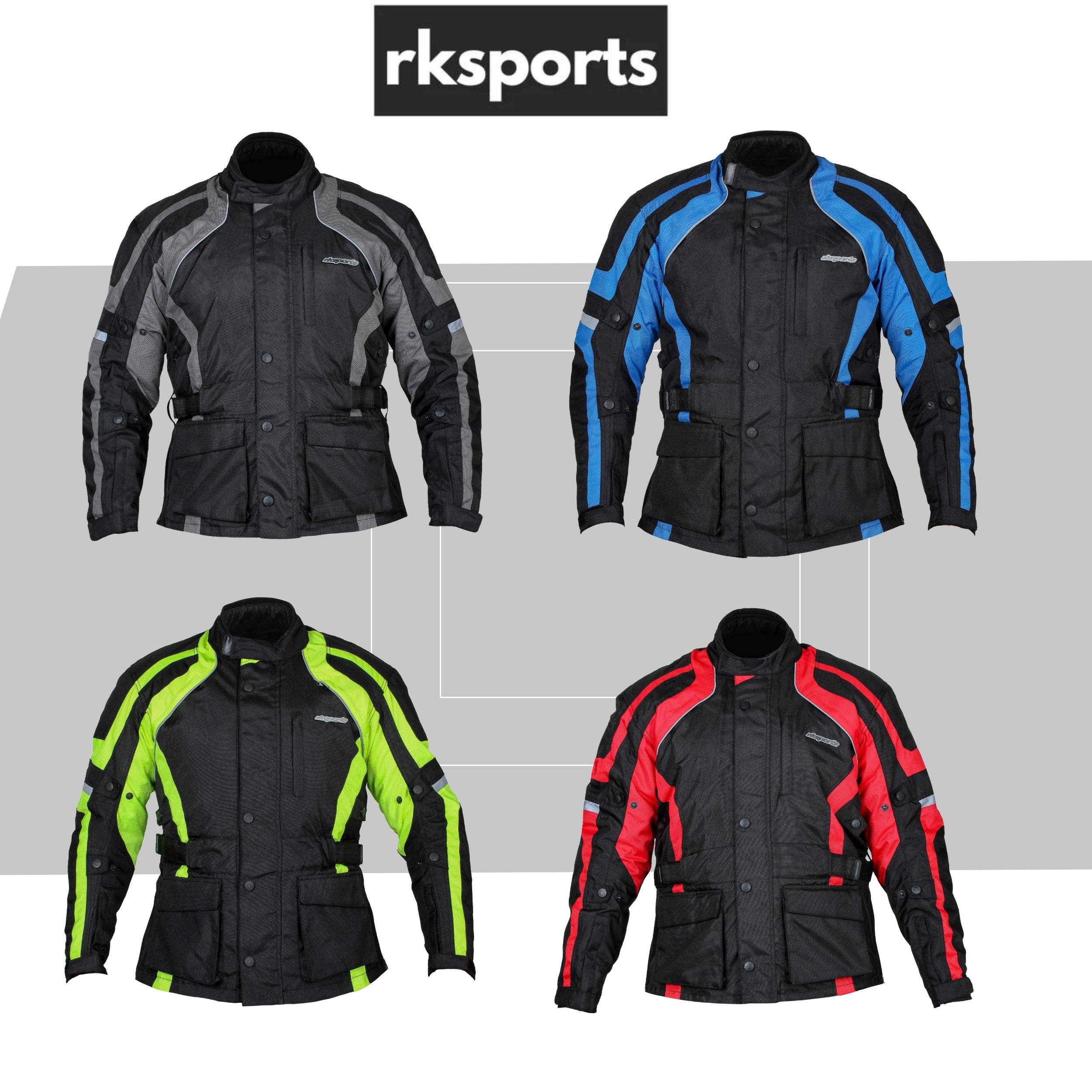RKSports Style Commander Motorbike Motorcycle Waterproof Jacket red blue black