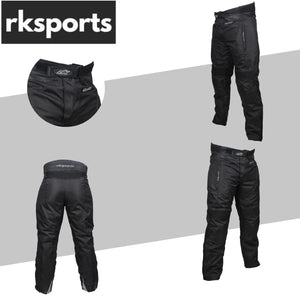 RKSPORTS 2121 WATERPROOF MOTORBIKE MOTORCYCLE BLACK MENS TEXTILE  TROUSERS