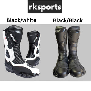 Rksport New Noru race Motorcycle Black white Leather Sports Race Boots