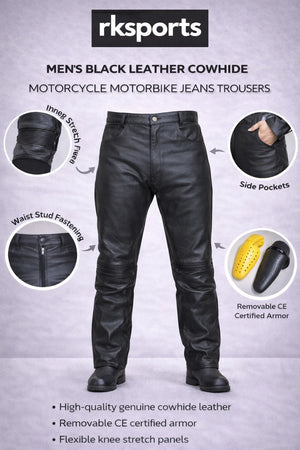 Jeans moto RK Sports en cuir de vachette