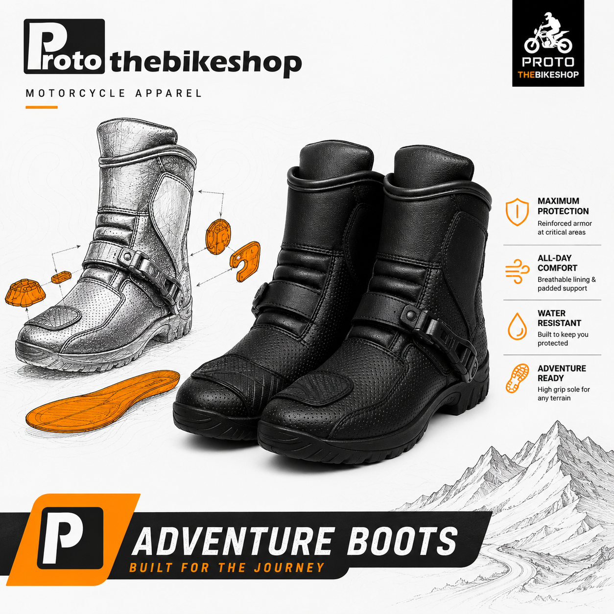 Dryrider AP-2 Summer Motorcycle Boots – Waterproof Riding Boots
