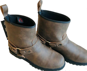 SHORT LEATHER STYLE 6606 CRUISER TOURING MOTORBIKE MOTORCYCLE MENS BOOTS