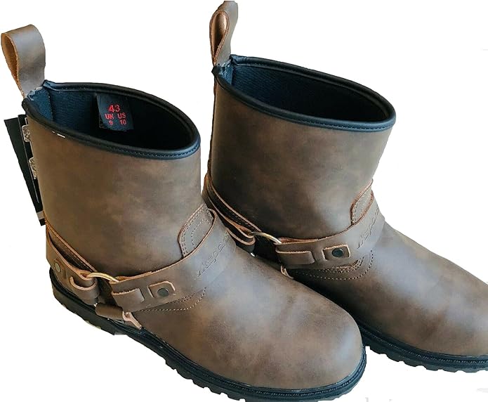 SHORT LEATHER STYLE 6606 CRUISER TOURING MOTORBIKE MOTORCYCLE MENS BOOTS