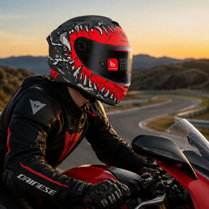 MT 1 Helmets Full Face Motorcycle Helmet – Red & Black Graphic Design – ECE R22.06 Certified – Sport & Road Riding Helmet (Copy)