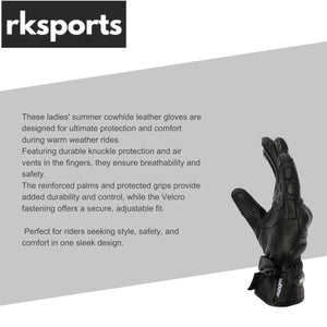 RKSports 560 Ladies Summer Motorcycle Gloves – Breathable Cowhide Leather