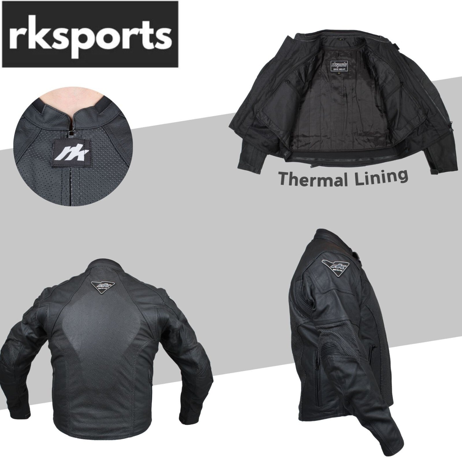 RK Sports 03 Armored Leather Motorcycle Jacket – Breathable Cowhide Leather
