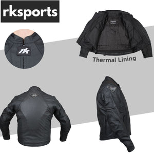 RK Sports 03 Armored Leather Motorcycle Jacket – Breathable Cowhide Leather