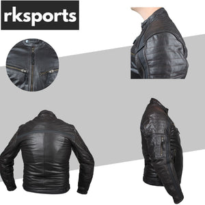 RKSports Mens biker Style 11-18 Fashion Leather Jacket– Cowhide Leather