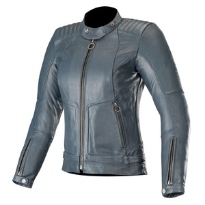 Ladies Leather Jacket Gal Motorcycle Jacket – Blue
