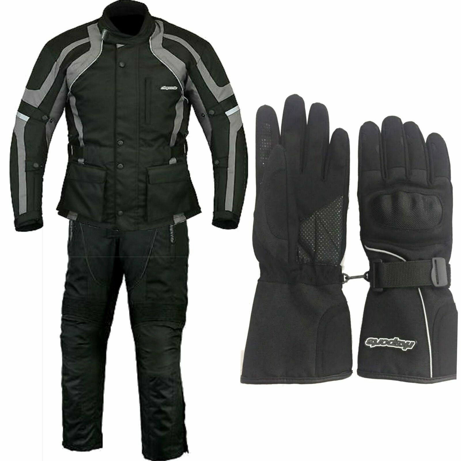 RKSports Commander Motorbike Waterproof Grey Suit Gloves Trousers Jacket CE Mens