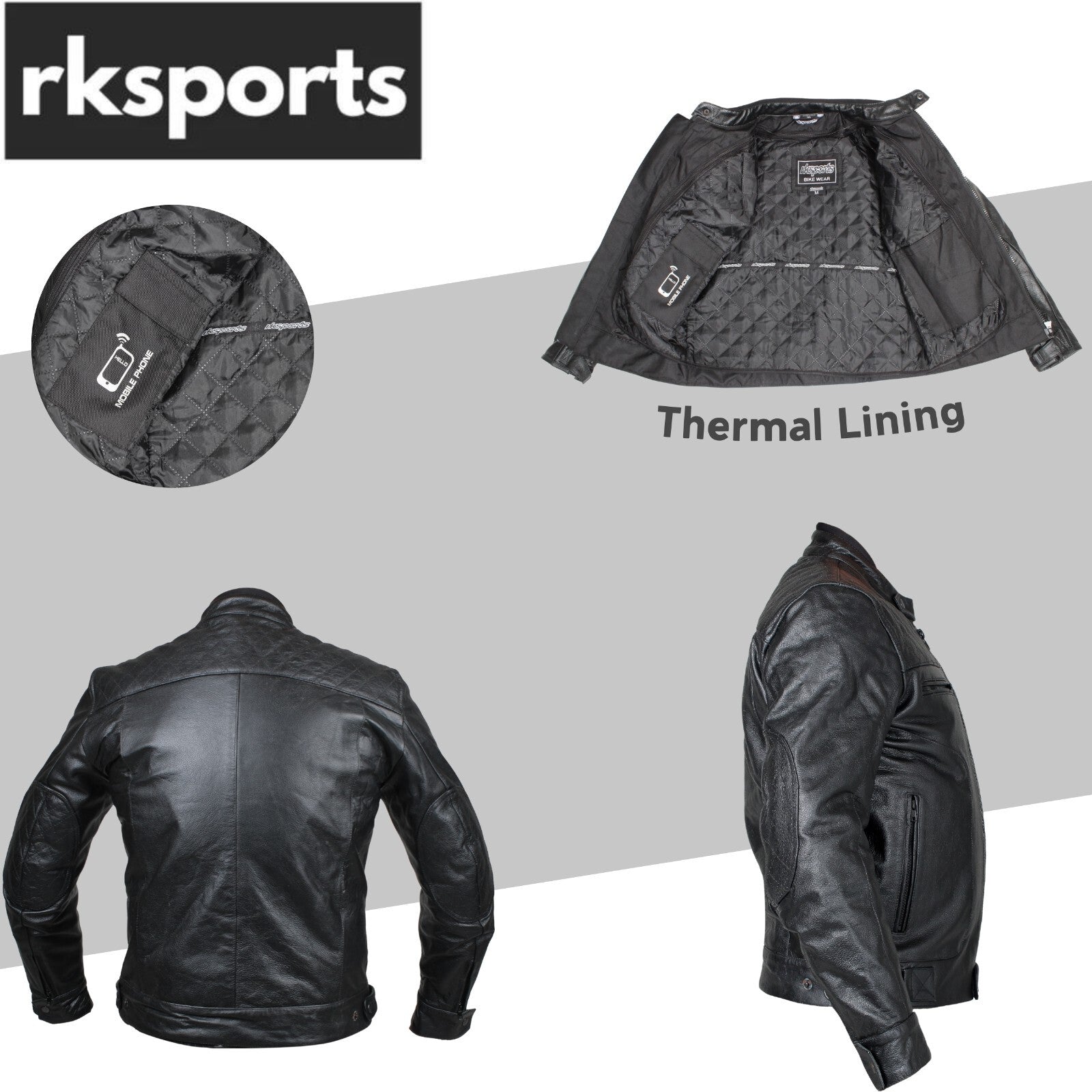 Rksports Mens Style 04 jacket Matt  Leather Motorcycle Armoured  Jacket