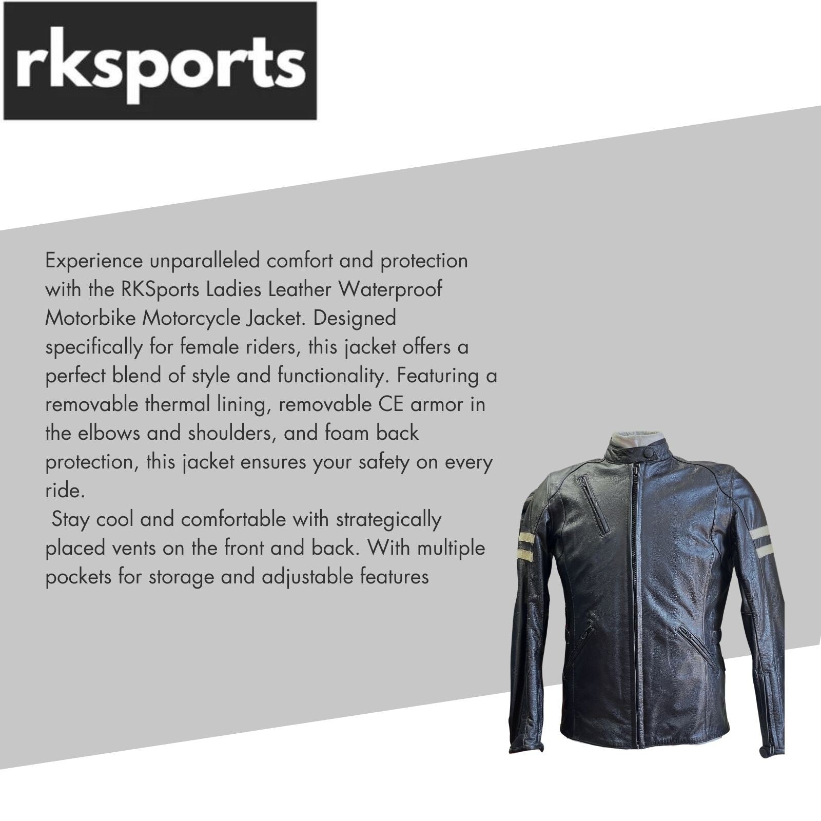 RK Sports Ladies Ace Leather Motorcycle Jacket – Premium Protection & Style
