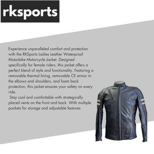 RK Sports Ladies Ace Leather Motorcycle Jacket – Premium Protection & Style