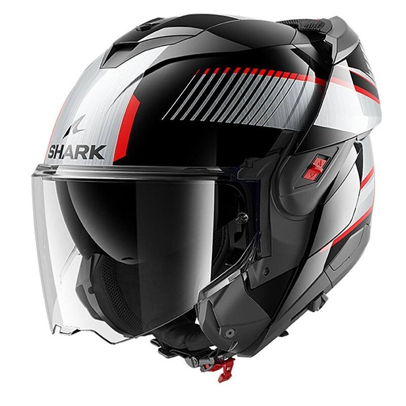 Shark OXO Sikter Flip Front Helmet (Black|Silver|Red)