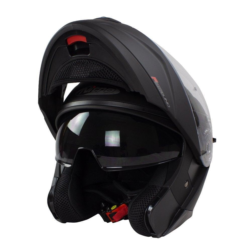 Nitro F350 Uno Flip Up Motorcycle Helmet Modular Scooter Crash Bike satin Black