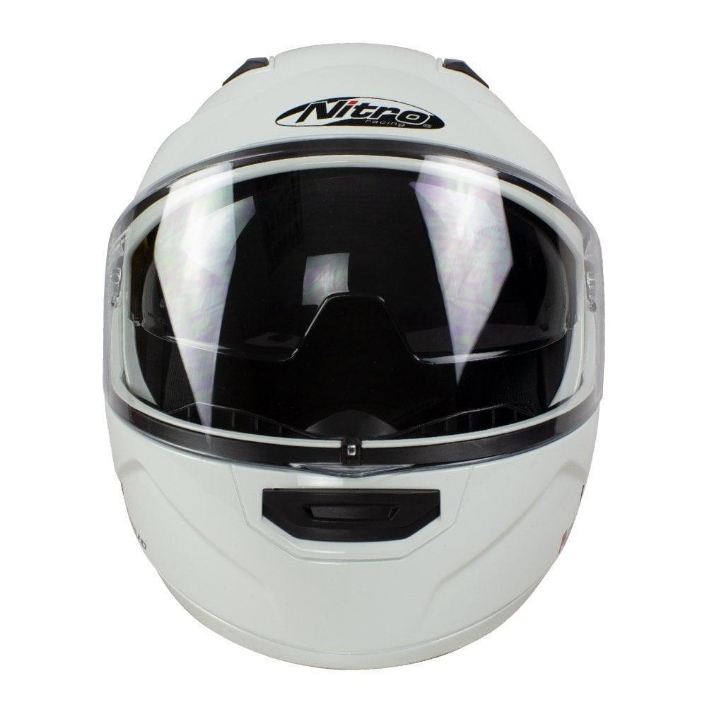 Nitro F350 Uno Flip Up Motorcycle Helmet Modular Scooter Crash Bike White helmet