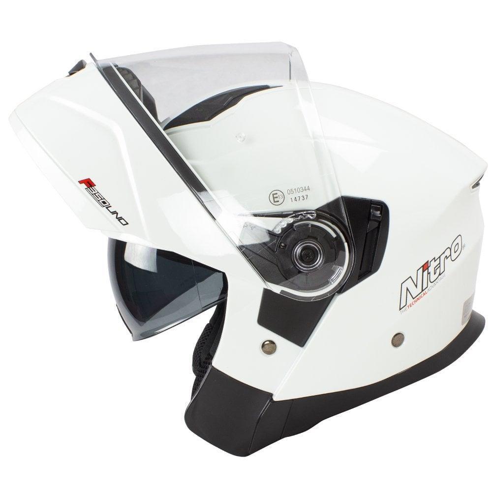 Nitro F350 Uno Flip Up Motorcycle Helmet Modular Scooter Crash Bike White helmet
