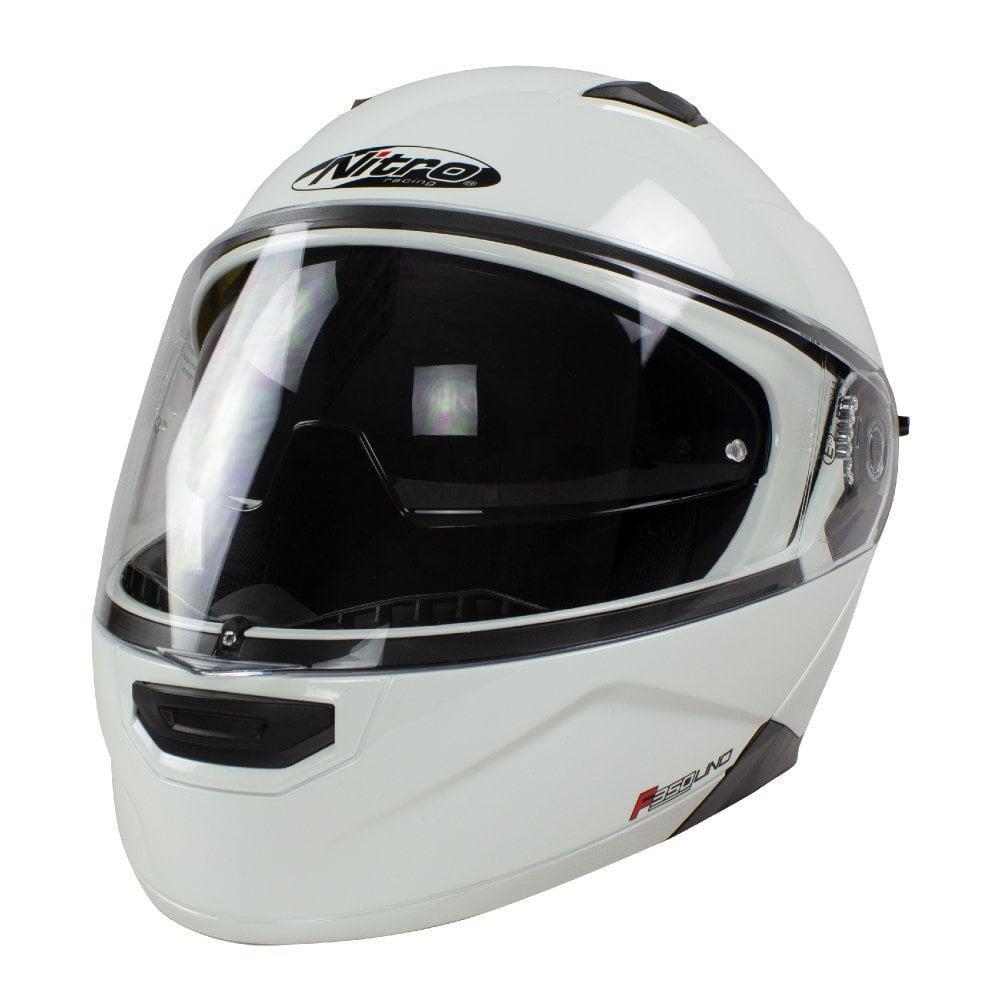 Nitro F350 Uno Flip Up Motorcycle Helmet Modular Scooter Crash Bike White helmet