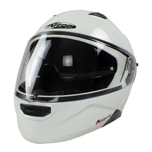 Nitro F350 Uno Flip Up Motorcycle Helmet Modular Scooter Crash Bike White helmet