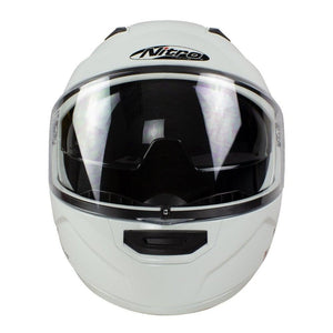 Nitro F350 Uno Flip Up Motorcycle Helmet Modular Scooter Crash Bike White helmet
