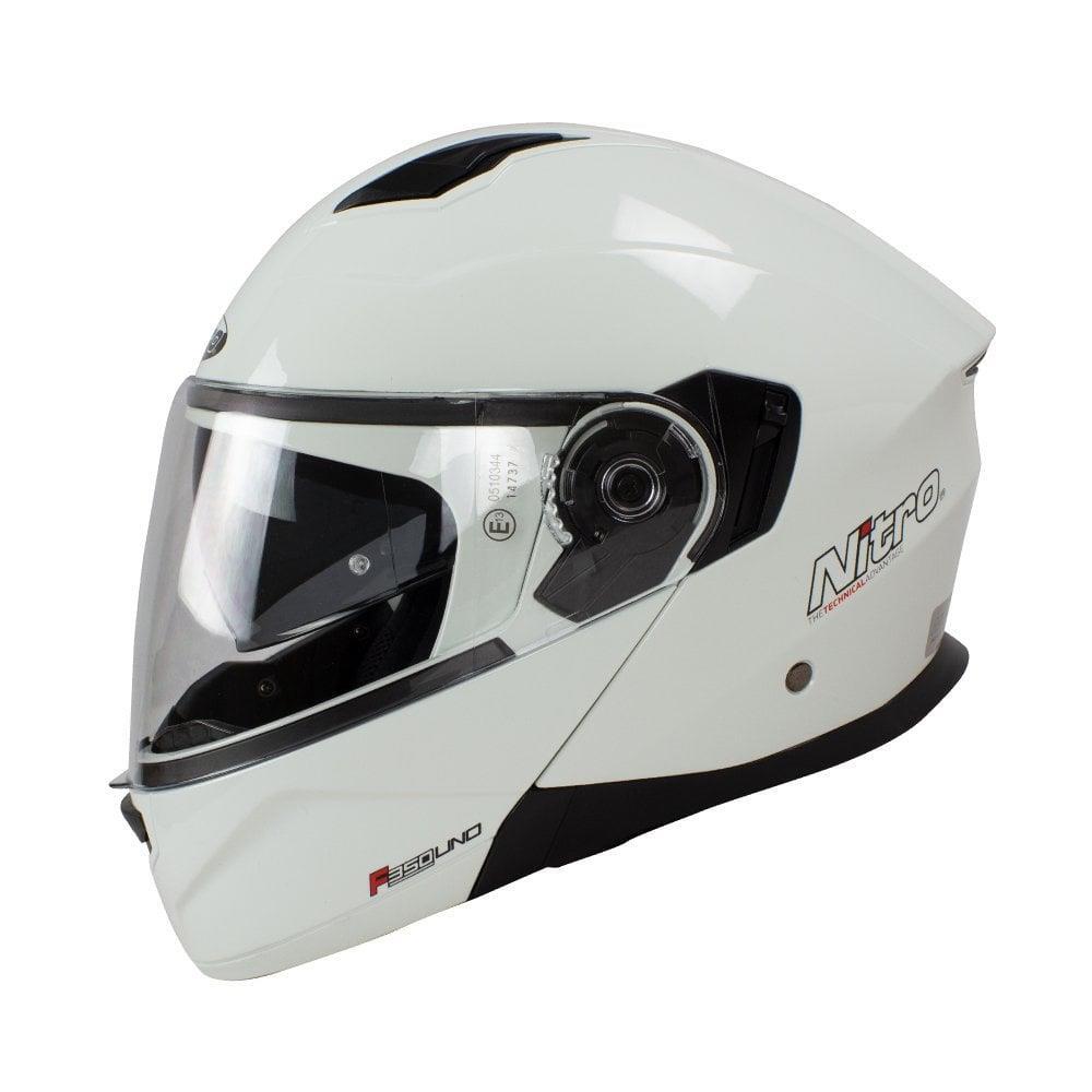 Nitro F350 Uno Flip Up Motorcycle Helmet Modular Scooter Crash Bike White helmet
