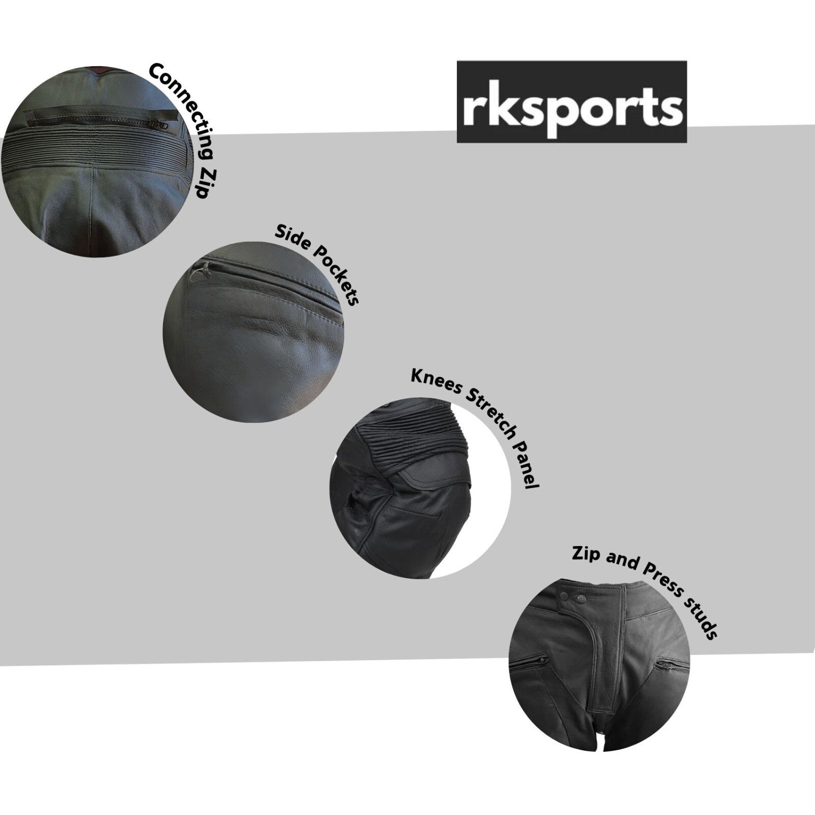 Rksports Mens 1590 Motorcycle Motorbike Leather Trouser