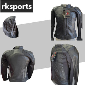 RK Sports Ladies 1633 Leather Motorcycle Jacket – Premium Protection & Style