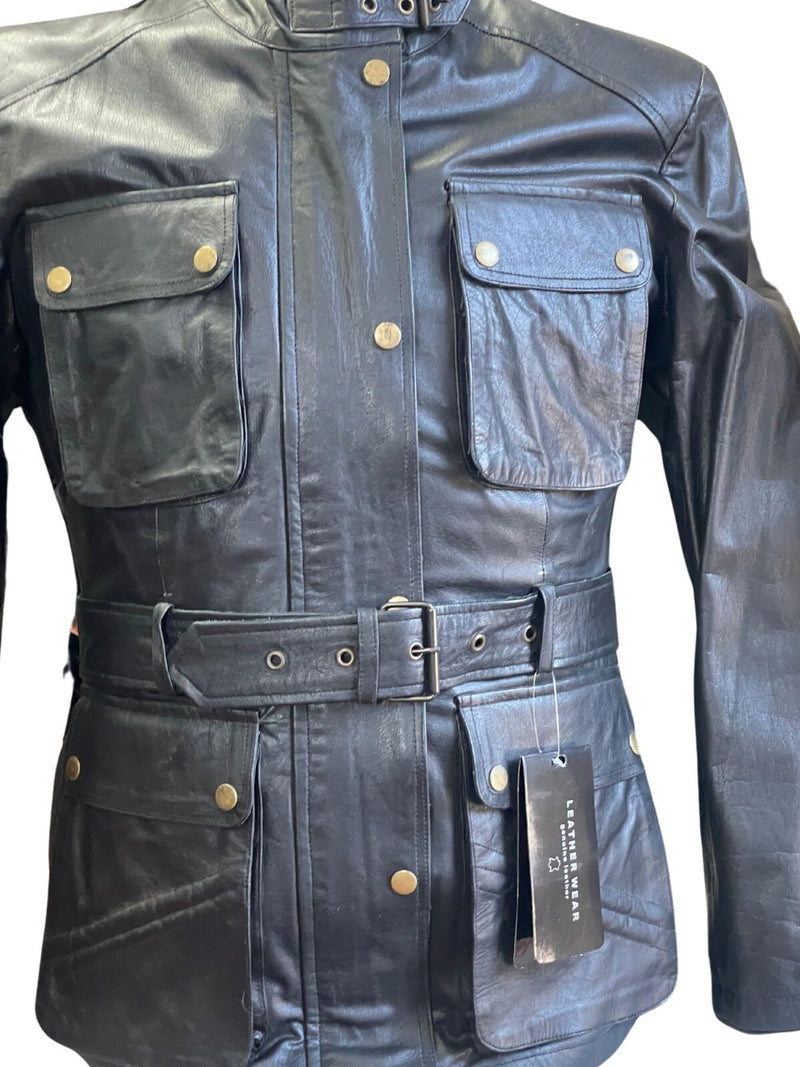 Blouson long en cuir pour moto RK Sports