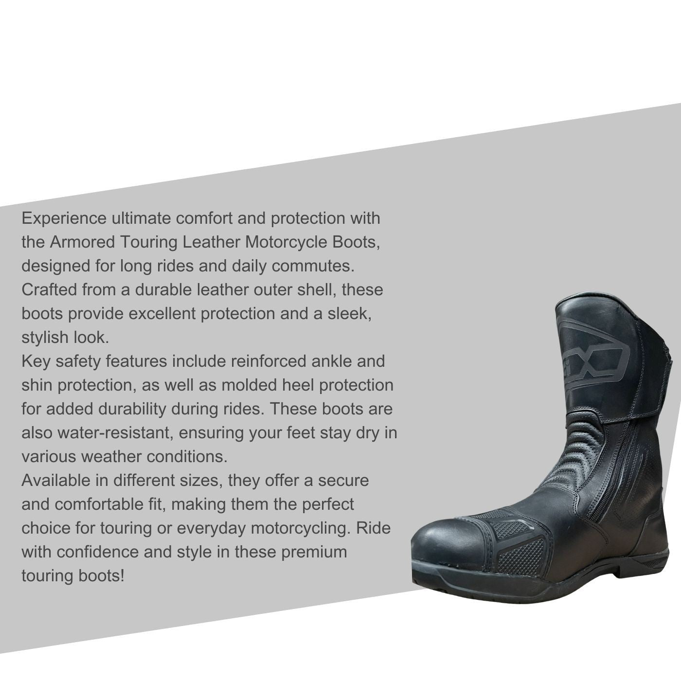 IXS TB111 Leather Motorcycle Boots – Waterproof & All-Weather Touring boot