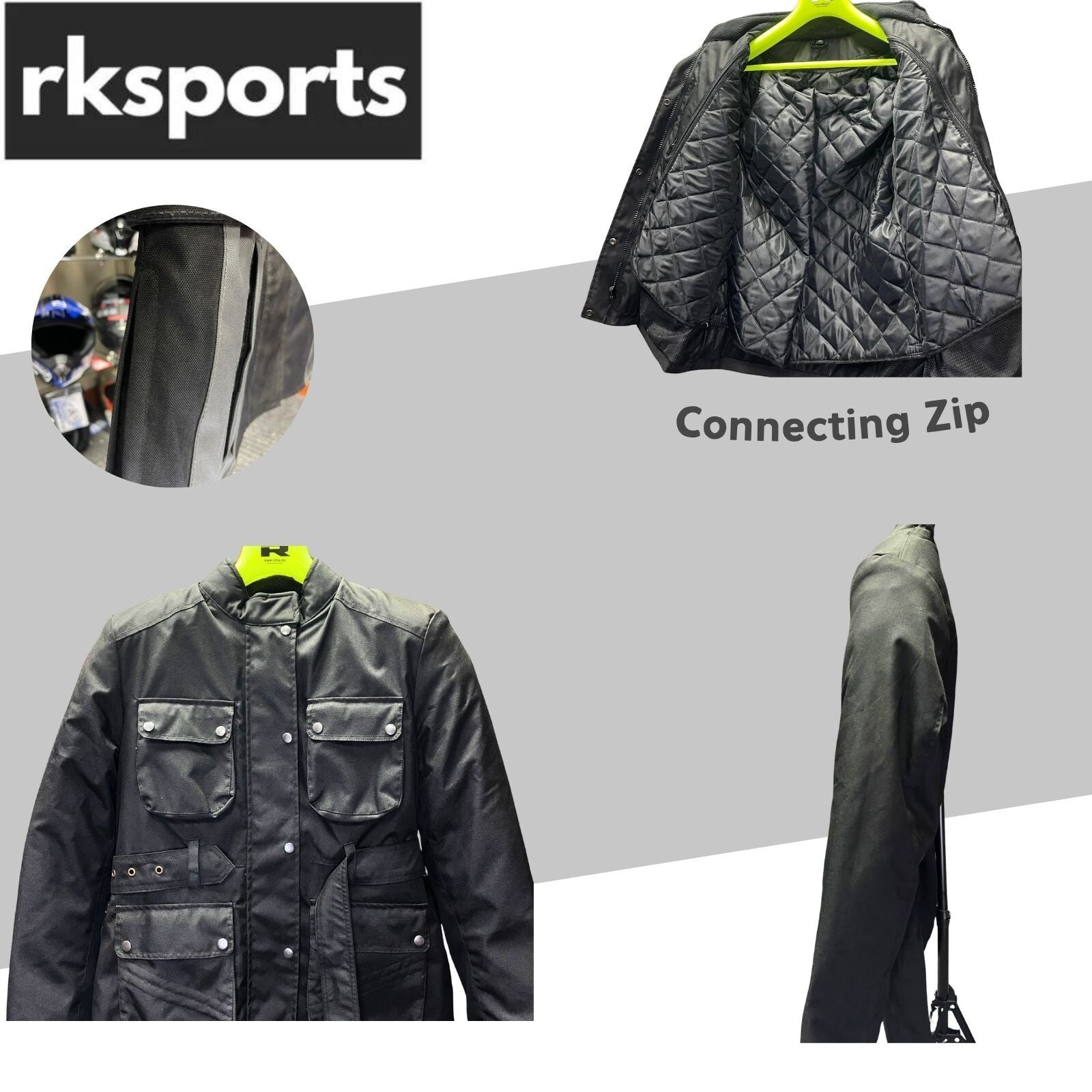 Ladies Textile Belted Motorcycle Jacket – All-Weather Riding Gear by RK Sports