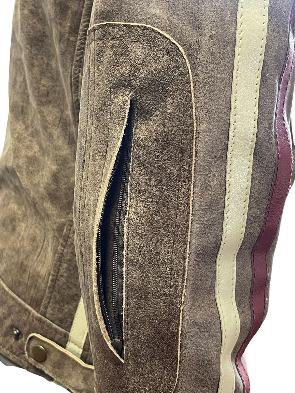 RK Sports Brown Leather Jacket – Retro Style with Armour Pockets