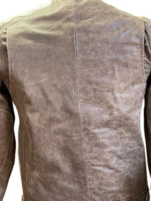 RK Sports Brown Leather Jacket – Retro Style with Armour Pockets